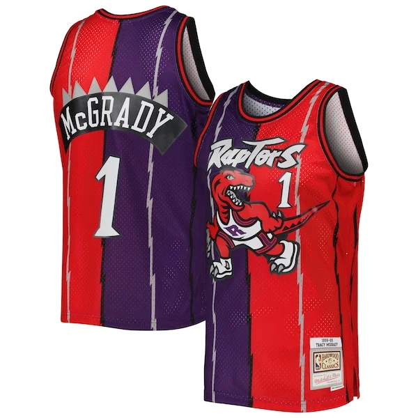 Sofisticato Incantevole Resistente Tracy McGrady Toronto Raptors Hardwood Classics 1998/99 Split Swingman Jersey Purple/Red per gli appassionati