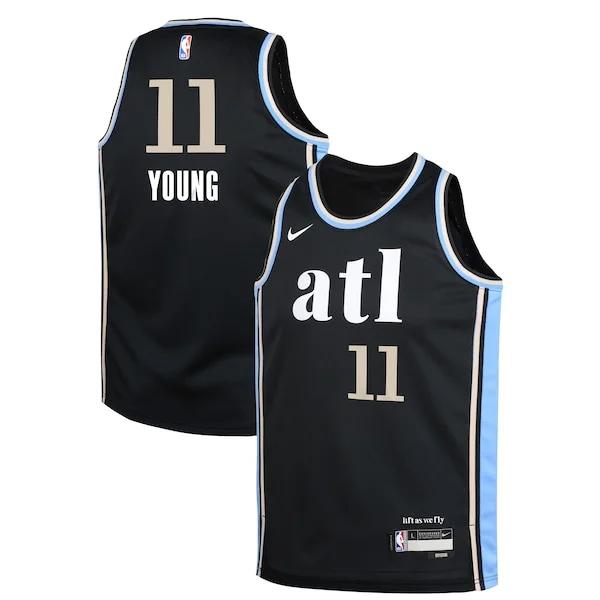 Carino Trae Young Atlanta Hawks Nike Youth Swingman Replica Jersey City Edition Black per gli appassionati