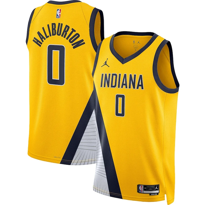 Fantastico Cool Tyrese Haliburton Indiana Pacers Jordan Brand Unisex Swingman Jersey Statement Edition Gold per gli appassionati