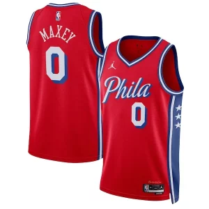 Raffinato Lussuoso Tyrese Maxey Philadelphia 76ers Jordan Brand Unisex Swingman Jersey Statement Edition Red per gli appassionati