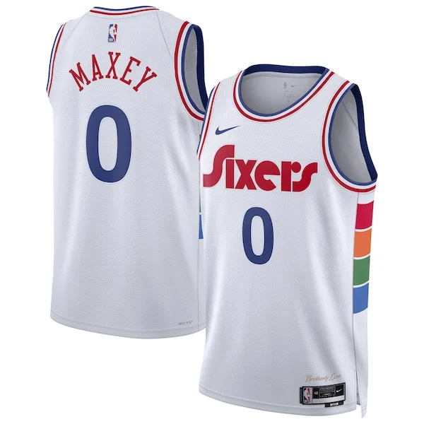Raffinato Tyrese Maxey Philadelphia 76ers Nike Unisex 2024/25 Swingman Player Jersey City Edition White per gli appassionati