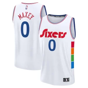Bellissimo Classico Splendido Tyrese Maxey Philadelphia 76ers 2024/25 Fast Break Player Jersey City Edition White per gli appassionati