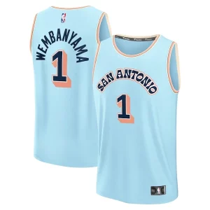 Prestigioso Victor Wembanyama San Antonio Spurs 2024/25 Fast Break Player Jersey City Edition Light Blue per gli appassionati