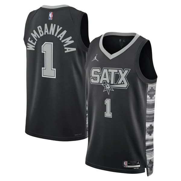 Fascinante Lussuoso Accattivante Victor Wembanyama San Antonio Spurs Jordan Brand Unisex Swingman Jersey Statement Edition Black per gli appassionati