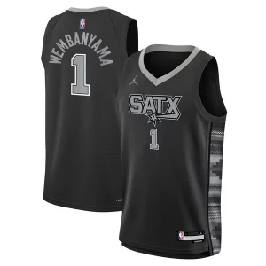 Classico Versatile Bellissimo Victor Wembanyama San Antonio Spurs Jordan Brand Youth Swingman Jersey Statement Edition Black per gli appassionati