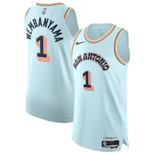 Robusto Delizioso Victor Wembanyama San Antonio Spurs Nike 2024/25 Authentic Player Jersey City Edition Light Blue per gli appassionati