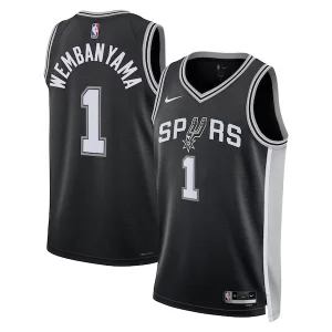 Moderno Victor Wembanyama San Antonio Spurs Nike Unisex 2023 NBA Draft First Round Pick Swingman Jersey Icon Edition Black per gli appassionati