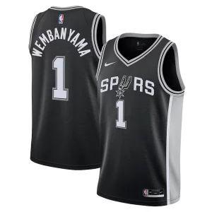Fascinante Robusto Comodo Victor Wembanyama San Antonio Spurs Nike Youth 2023 NBA Draft First Round Pick Swingman Jersey Icon Edition Black per gli appassionati