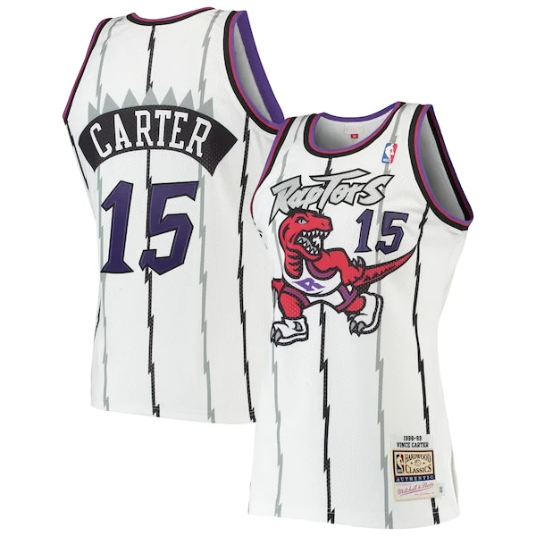 Robusto Versatile Sofisticato Vince Carter Toronto Raptors 1998/99 Hardwood Classics Authentic Jersey White per gli appassionati