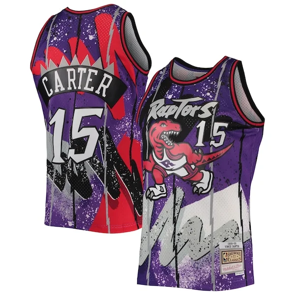 Attraente Magnifico Eccezionale Vince Carter Toronto Raptors Hardwood Classics 1998/99 Hyper Hoops Swingman Jersey Purple per gli appassionati