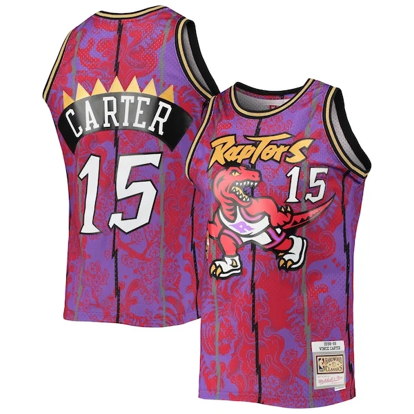 Attraente Vince Carter Toronto Raptors Hardwood Classics 1998/99 Lunar New Year Swingman Jersey Purple per gli appassionati
