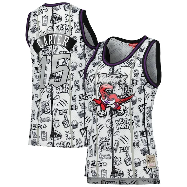 Duraturo Carino Vince Carter Toronto Raptors Women's 1998 Doodle Swingman Jersey White per gli appassionati