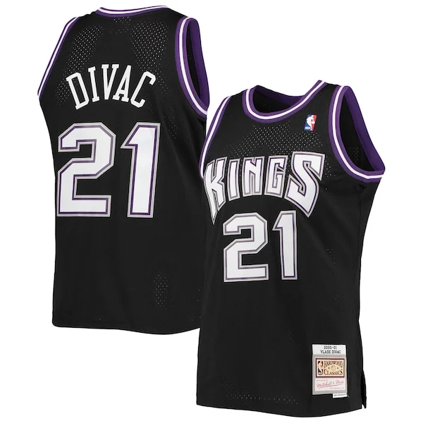 Gorgeous Accattivante Eccezionale Vlade Divac Sacramento Kings 2000/01 Hardwood Classics Swingman Jersey Black per gli appassionati