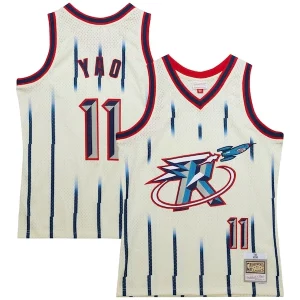 Fantastico Classico Yao Ming Houston Rockets Chainstitch Swingman Jersey Cream per gli appassionati