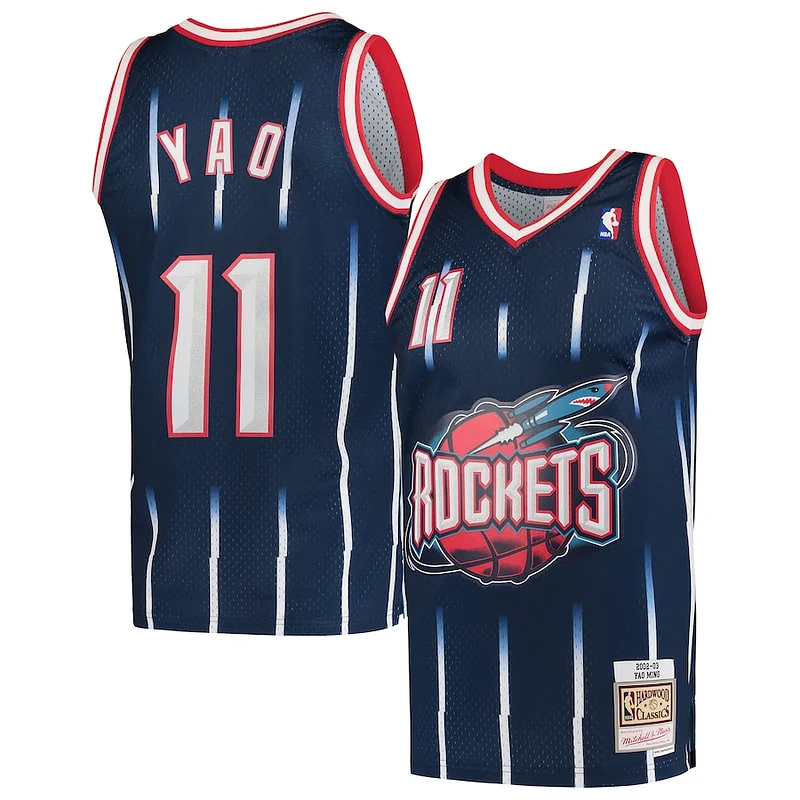 Robusto Yao Ming Houston Rockets Hardwood Classics 2002 03 Swingman Jersey Navy per gli appassionati