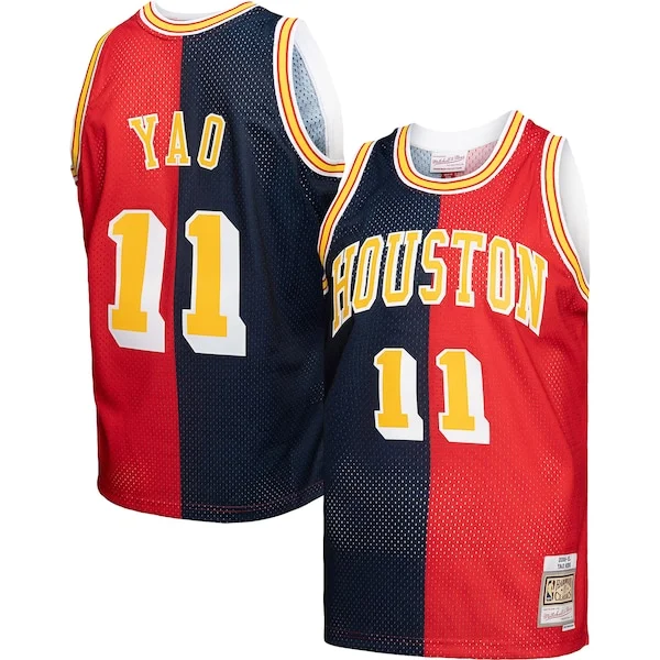 Resistente Raffinato Yao Ming Houston Rockets Hardwood Classics 2004/05 Split Swingman Jersey Navy/Red per gli appassionati