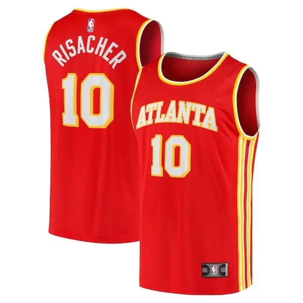 Bellissimo Zaccharie Risacher Atlanta Hawks Youth 2024 NBA Draft Fast Break Player Jersey Icon Edition Red per gli appassionati