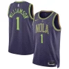 Bellissimo Lussuoso Zion Williamson New Orleans Pelicans Nike Unisex 2024/25 Swingman Player Jersey City Edition Purple per gli appassionati